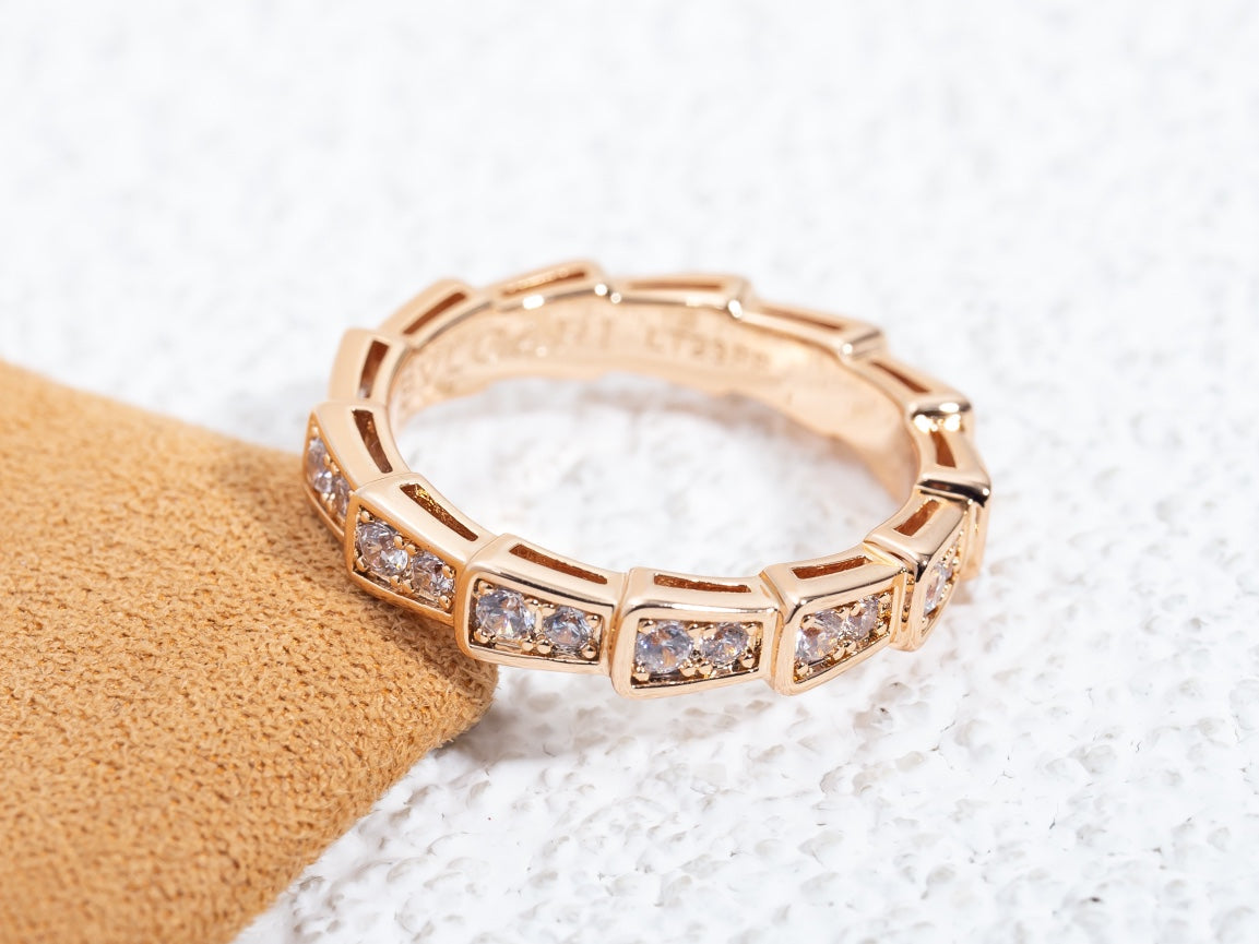 [BloomBling]SERPENTI RING PINK GOLD DIAMOND PAVED 3MM