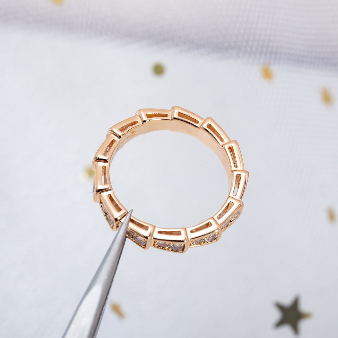 [BloomBling]SERPENTI RING PINK GOLD DIAMOND PAVED 3MM