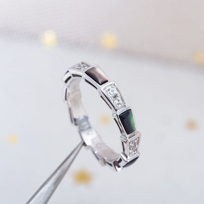 [BloomBling]SERPENTI RING SILVER  DIAMOND BLACK MOP 3MM