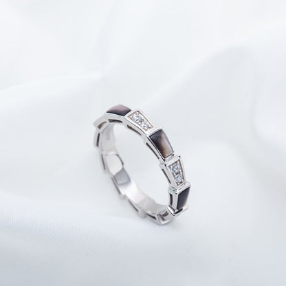[BloomBling]SERPENTI RING SILVER  DIAMOND BLACK MOP 3MM