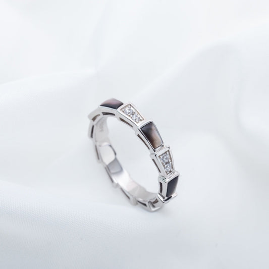 [BloomBling]SERPENTI RING SILVER  DIAMOND BLACK MOP 3MM