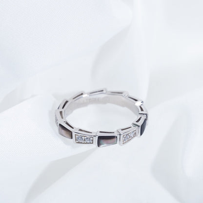 [BloomBling]SERPENTI RING SILVER  DIAMOND BLACK MOP 3MM