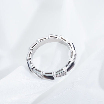 [BloomBling]SERPENTI RING SILVER  DIAMOND BLACK MOP 3MM