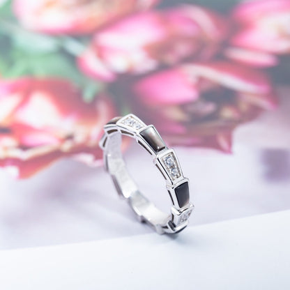 [BloomBling]SERPENTI RING SILVER  DIAMOND BLACK MOP 3MM