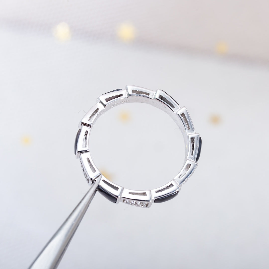 [BloomBling]SERPENTI RING SILVER  DIAMOND BLACK MOP 3MM