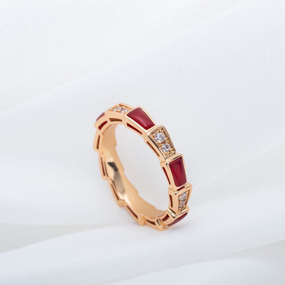 [BloomBling]SERPENTI RING PINK GOLD CARNELIAN DIAMOND 3MM