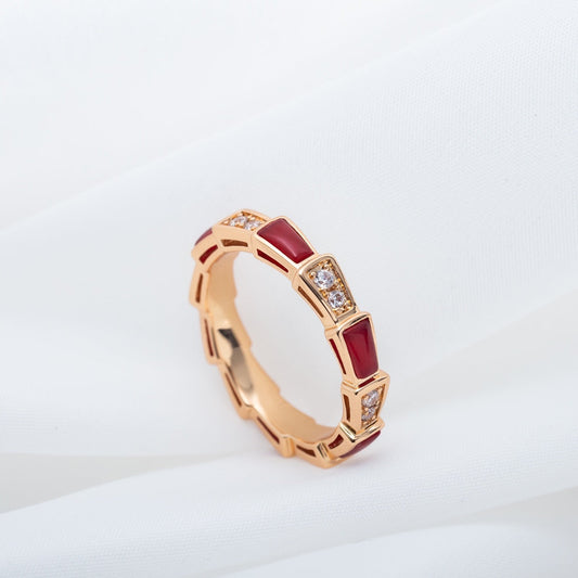 [BloomBling]SERPENTI RING PINK GOLD CARNELIAN DIAMOND 3MM