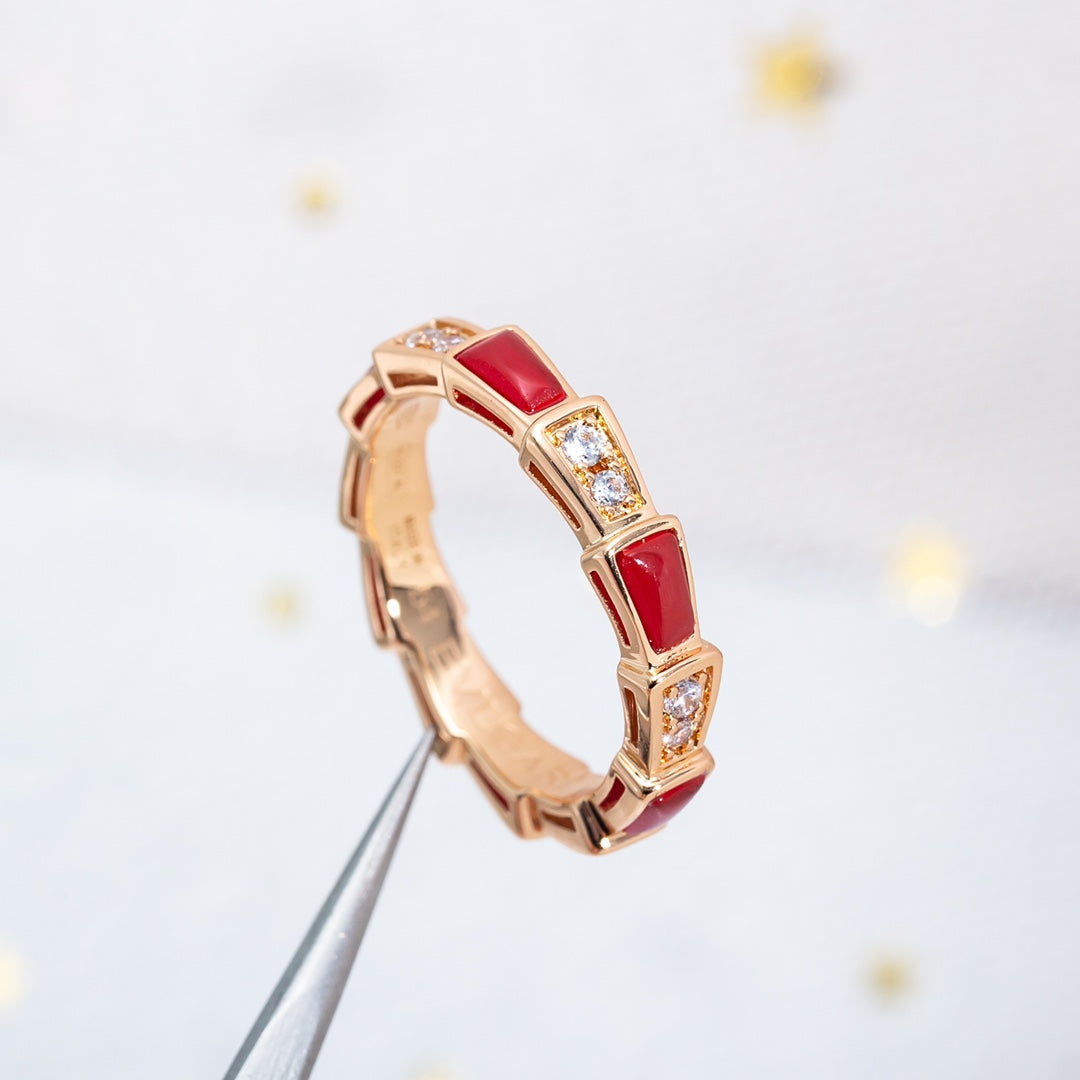 [BloomBling]SERPENTI RING PINK GOLD CARNELIAN DIAMOND 3MM