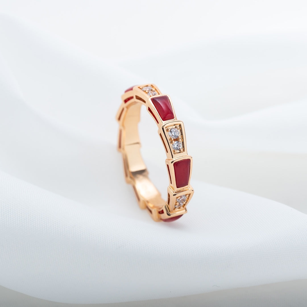 [BloomBling]SERPENTI RING PINK GOLD CARNELIAN DIAMOND 3MM