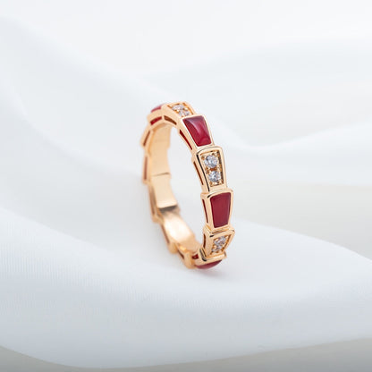 [BloomBling]SERPENTI RING PINK GOLD CARNELIAN DIAMOND 3MM