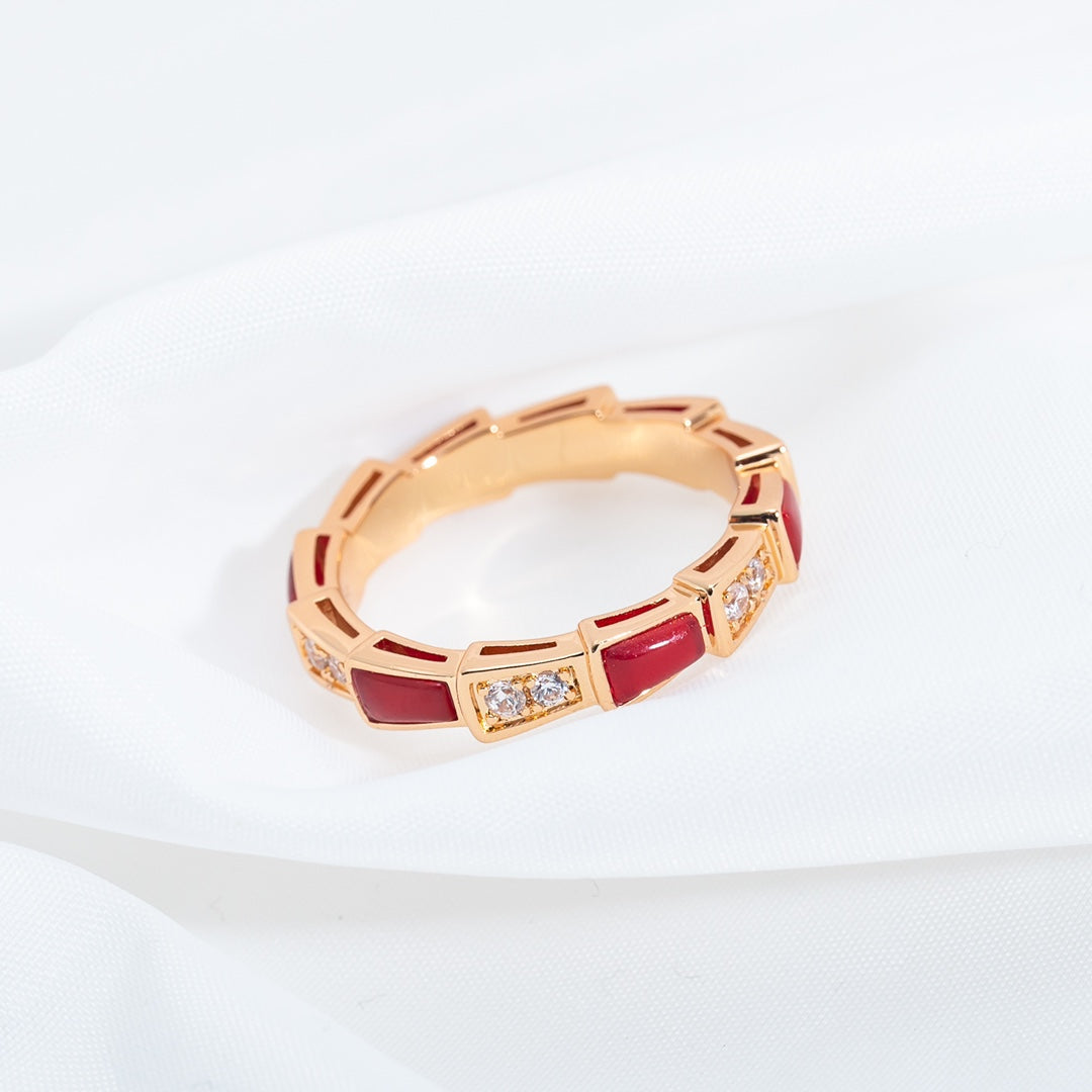 [BloomBling]SERPENTI RING PINK GOLD CARNELIAN DIAMOND 3MM