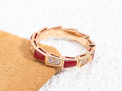 [BloomBling]SERPENTI RING PINK GOLD CARNELIAN DIAMOND 3MM