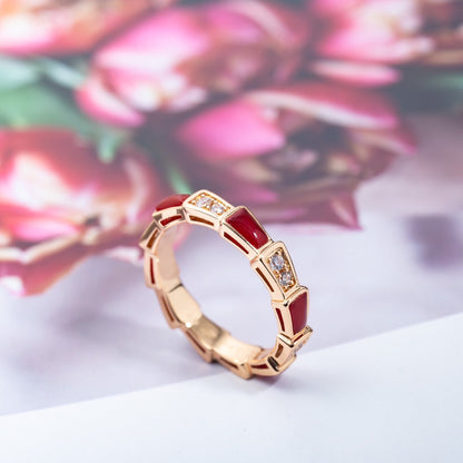 [BloomBling]SERPENTI RING PINK GOLD CARNELIAN DIAMOND 3MM