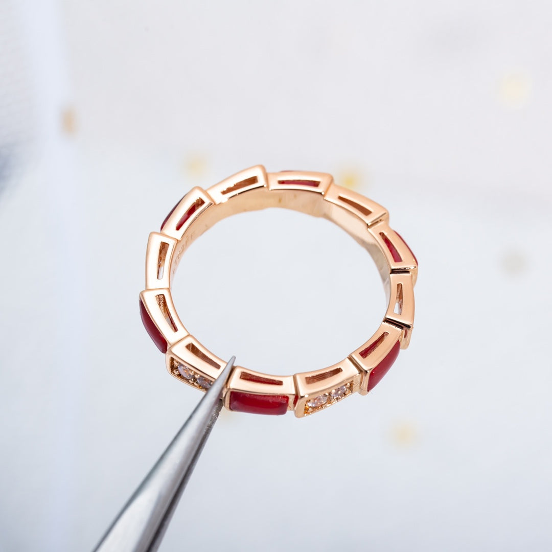 [BloomBling]SERPENTI RING PINK GOLD CARNELIAN DIAMOND 3MM
