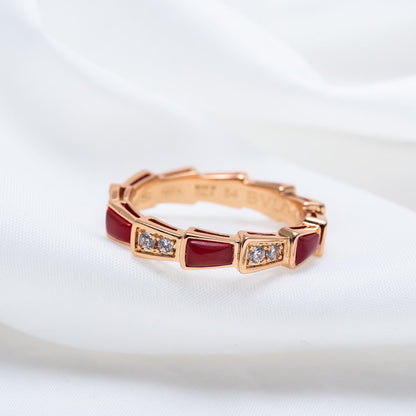 [BloomBling]SERPENTI RING PINK GOLD CARNELIAN DIAMOND 3MM