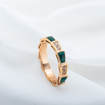 [BloomBling]SERPENTI RING PINK GOLD MALACHITE DIAMOND 3MM