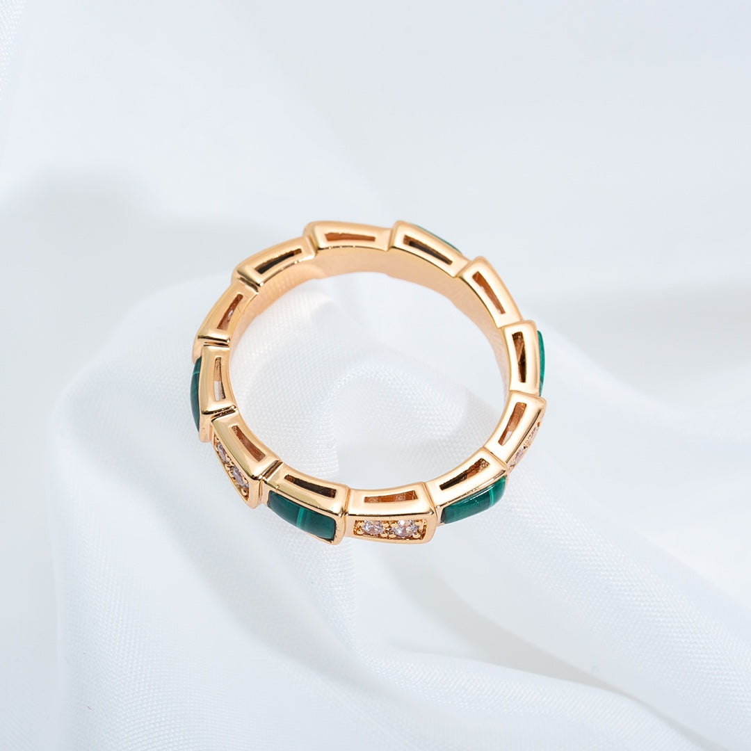 [BloomBling]SERPENTI RING PINK GOLD MALACHITE DIAMOND 3MM