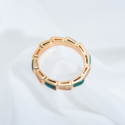 [BloomBling]SERPENTI RING PINK GOLD MALACHITE DIAMOND 3MM