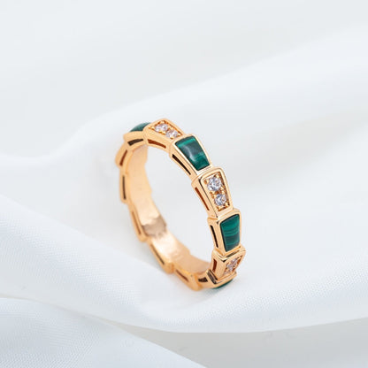 [BloomBling]SERPENTI RING PINK GOLD MALACHITE DIAMOND 3MM