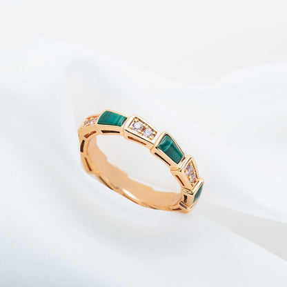 [BloomBling]SERPENTI RING PINK GOLD MALACHITE DIAMOND 3MM