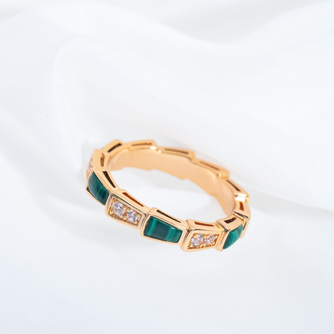 [BloomBling]SERPENTI RING PINK GOLD MALACHITE DIAMOND 3MM