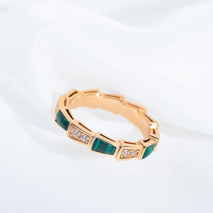 [BloomBling]SERPENTI RING PINK GOLD MALACHITE DIAMOND 3MM