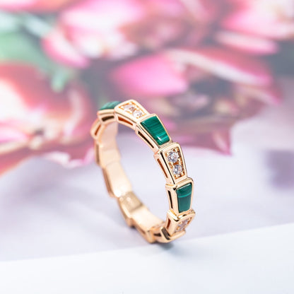 [BloomBling]SERPENTI RING PINK GOLD MALACHITE DIAMOND 3MM