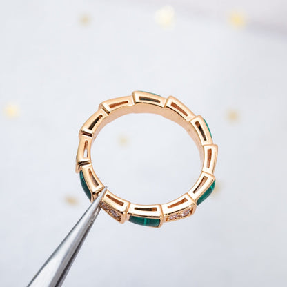 [BloomBling]SERPENTI RING PINK GOLD MALACHITE DIAMOND 3MM