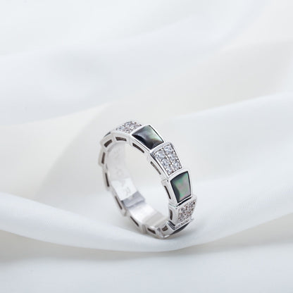 [BloomBling]SERPENTI RING SILVER DIAMOND BLACK MOP 4MM