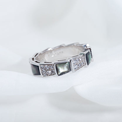 [BloomBling]SERPENTI RING SILVER DIAMOND BLACK MOP 4MM