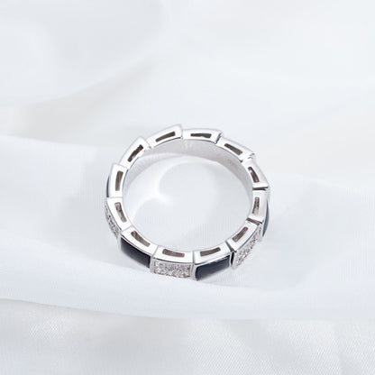 [BloomBling]SERPENTI RING SILVER DIAMOND BLACK MOP 4MM