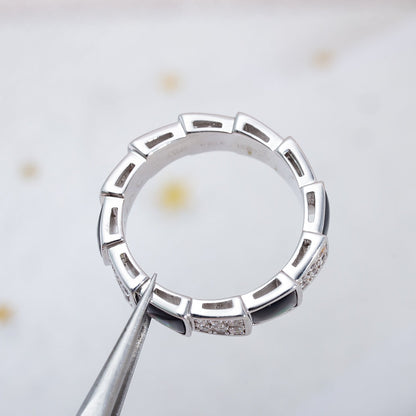 [BloomBling]SERPENTI RING SILVER DIAMOND BLACK MOP 4MM