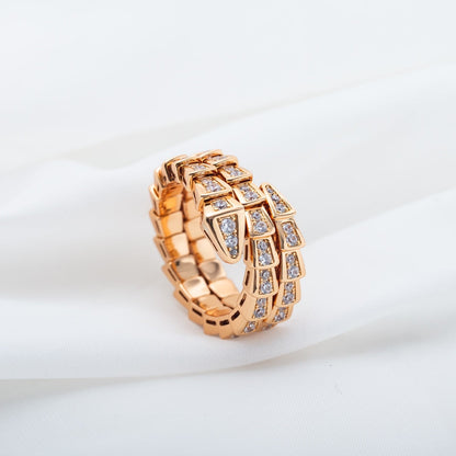 [BloomBling]SERPENTI RING PINK GOLD DIAMOND DOUBLE ROW
