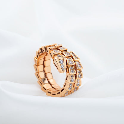 [BloomBling]SERPENTI RING PINK GOLD DIAMOND DOUBLE ROW