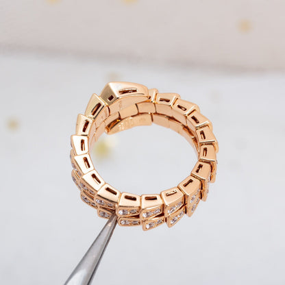 [BloomBling]SERPENTI RING PINK GOLD DIAMOND DOUBLE ROW