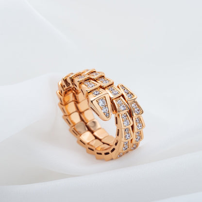 [BloomBling]SERPENTI RING PINK GOLD DIAMOND DOUBLE ROW