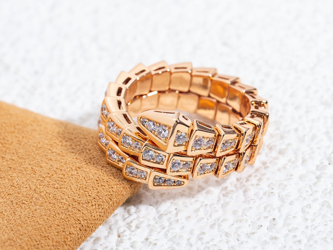 [BloomBling]SERPENTI RING PINK GOLD DIAMOND DOUBLE ROW
