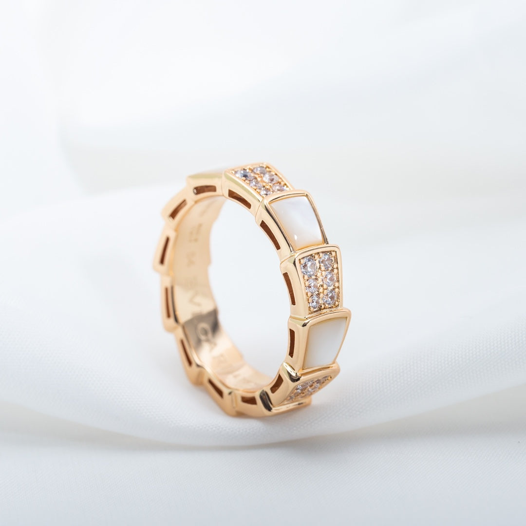 [BloomBling]SERPENTI RING PINK GOLD MOP DIAMOND PAVED 4MM