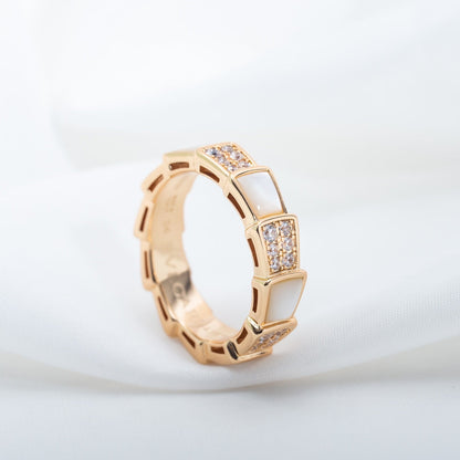 [BloomBling]SERPENTI RING PINK GOLD MOP DIAMOND PAVED 4MM