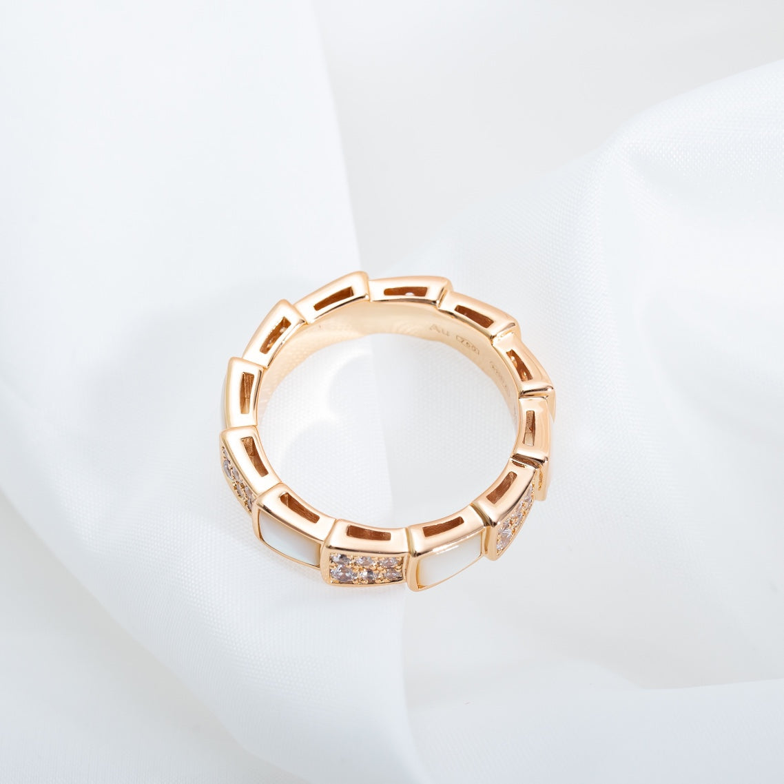 [BloomBling]SERPENTI RING PINK GOLD MOP DIAMOND PAVED 4MM