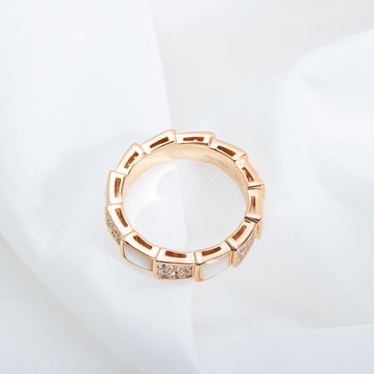 [BloomBling]SERPENTI RING PINK GOLD MOP DIAMOND PAVED 4MM