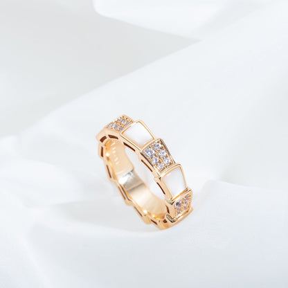 [BloomBling]SERPENTI RING PINK GOLD MOP DIAMOND PAVED 4MM