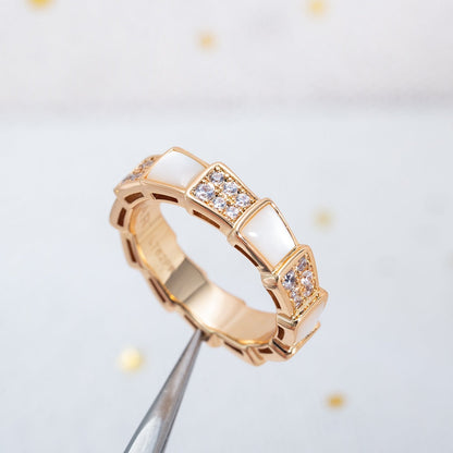 [BloomBling]SERPENTI RING PINK GOLD MOP DIAMOND PAVED 4MM