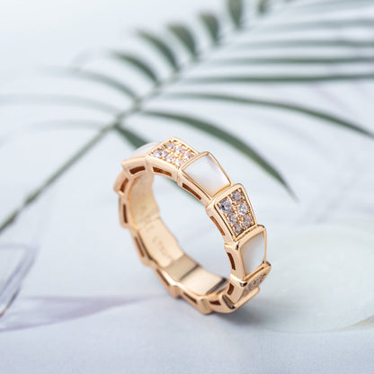 [BloomBling]SERPENTI RING PINK GOLD MOP DIAMOND PAVED 4MM