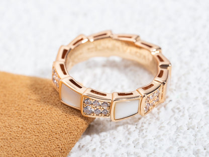[BloomBling]SERPENTI RING PINK GOLD MOP DIAMOND PAVED 4MM