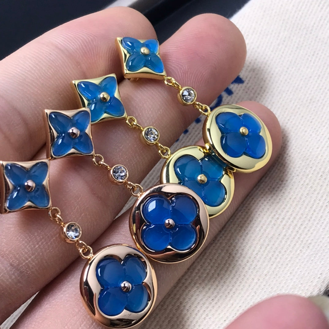 [BloomBling]STAR AND SUN AGATE DIAMOND EARRINGS