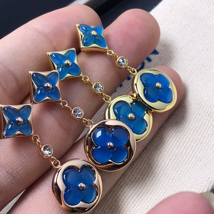 [BloomBling]STAR AND SUN AGATE DIAMOND EARRINGS
