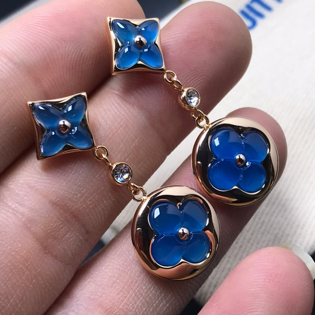 [BloomBling]STAR AND SUN AGATE DIAMOND EARRINGS