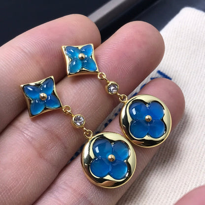 [BloomBling]STAR AND SUN AGATE DIAMOND EARRINGS