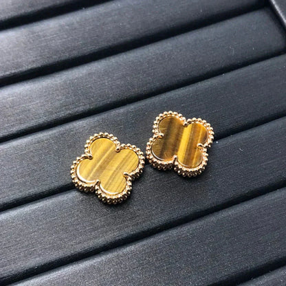 [BloomBling]CLOVER MEDIUM 1 MOTIFS TIGER EYE EARRINGS